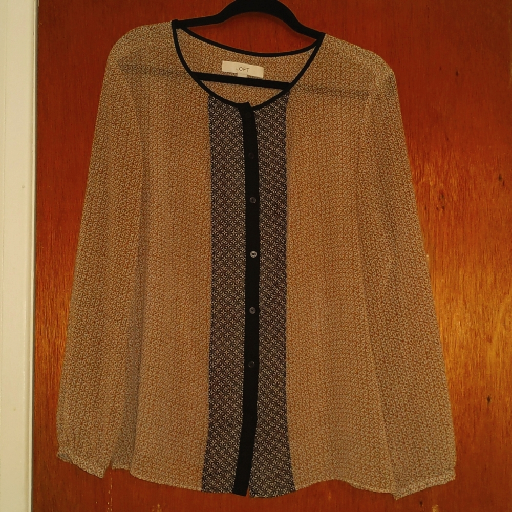 LOFT Sheer Tan Work Blouse